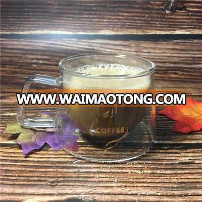 Wholesale Coffee Cup Double Wall Glass Cup with Handle Anti-Scalding Printing Cup